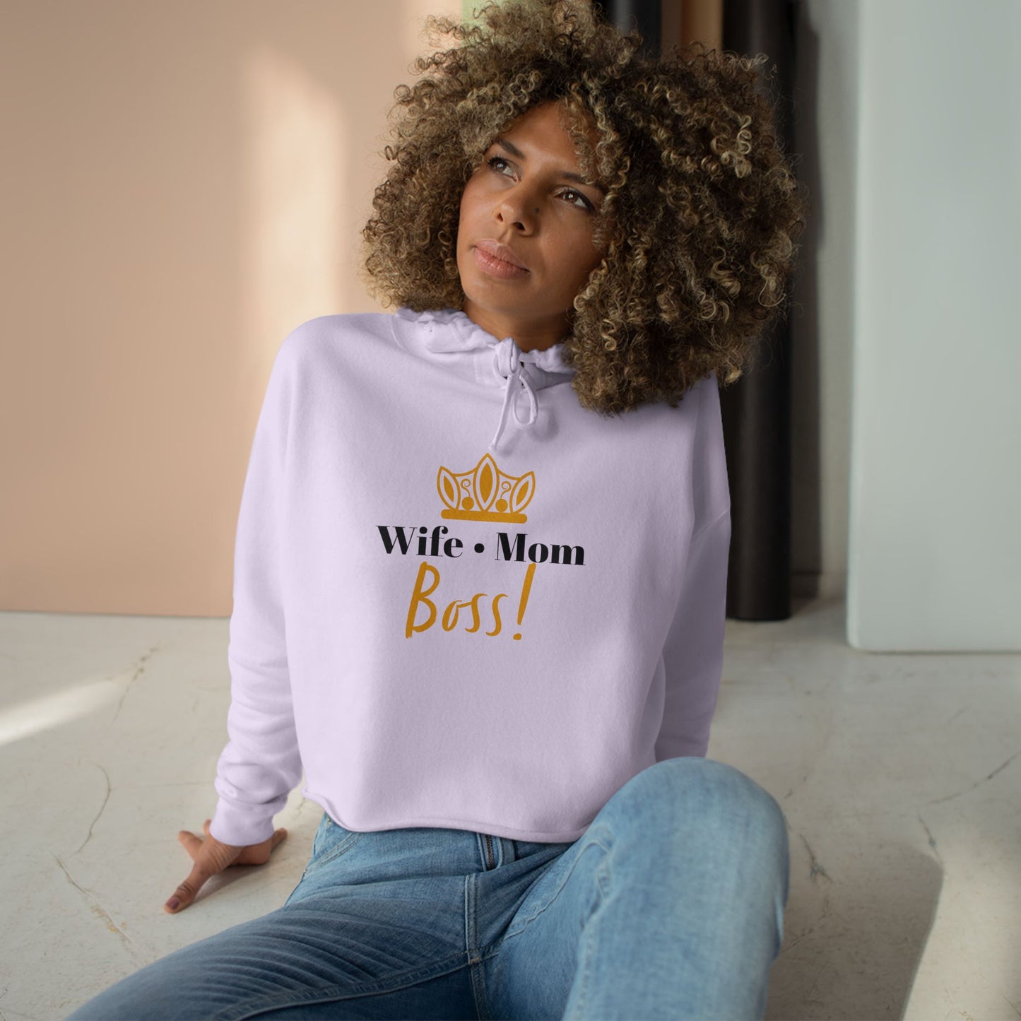 Wife Mom Boss! Crop Hoodie